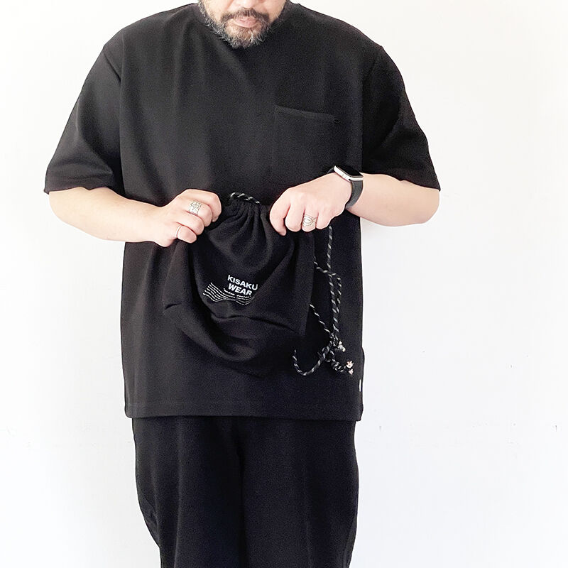 *ユニセックス*modem design-モデムデザイン-ポンチローマ素材 KISAKU WEAR(上下ポーチセット) /ブラック *ユニセックス*modem design-モデムデザイン-ポンチローマ素材 KISAKU WEAR(上下ポーチセット) /ブラック