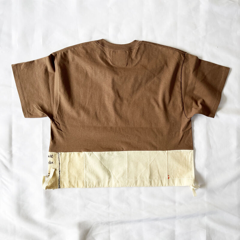 レディース Yoused ユーズド 裾リボンパッチワークワイドtシャツ ブラウンa柄 城