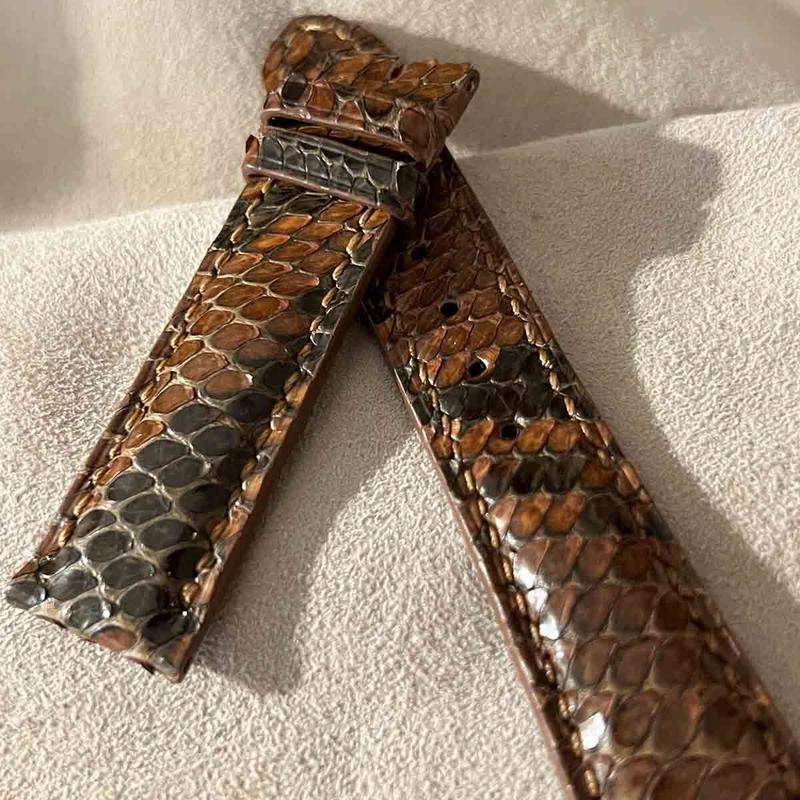 pyt-122 パイソン レザー 腕時計ベルト ブラウン (ラグ幅21mm