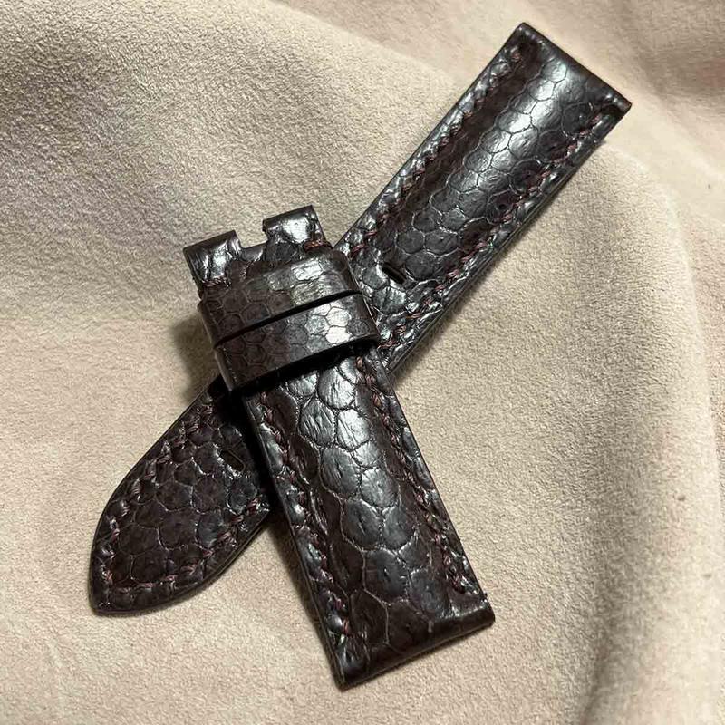 sna-59 シースネイク（ウミヘビ）腕時計ベルト ブラウン (ラグ幅24mm