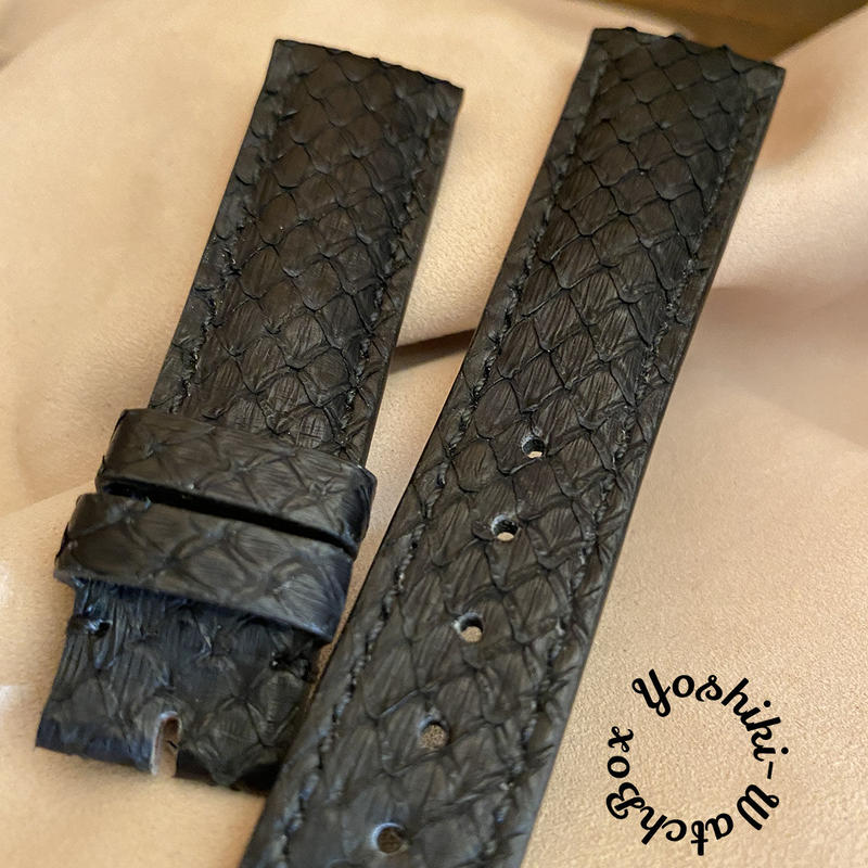 pyt-73 パイソン レザー 腕時計ベルト ブラック (ラグ幅21mm