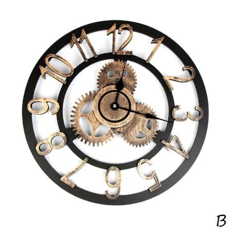 40 ヴィンテージ時計 ヨーロッパのレトロな手作り 3d ギア 壁時計 ホームリビングルー