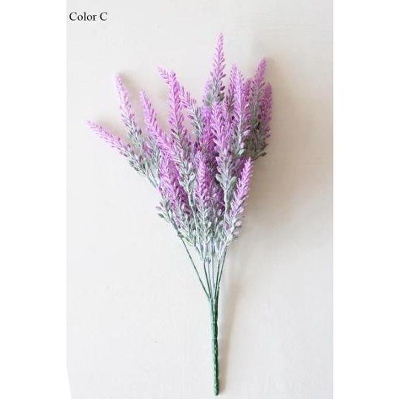 25 ヘッド ブーケロマンチックなプロヴァンスための緑の葉と造花 紫ラベンダーの花束ホームパー