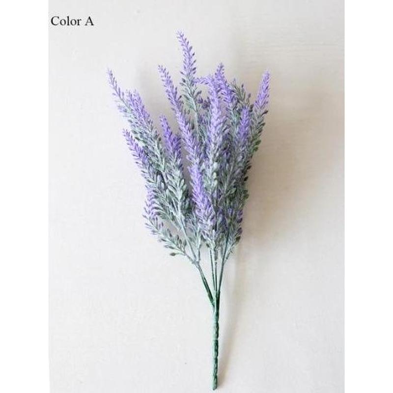 25 ヘッド ブーケロマンチックなプロヴァンスための緑の葉と造花 紫ラベンダーの花束ホームパー