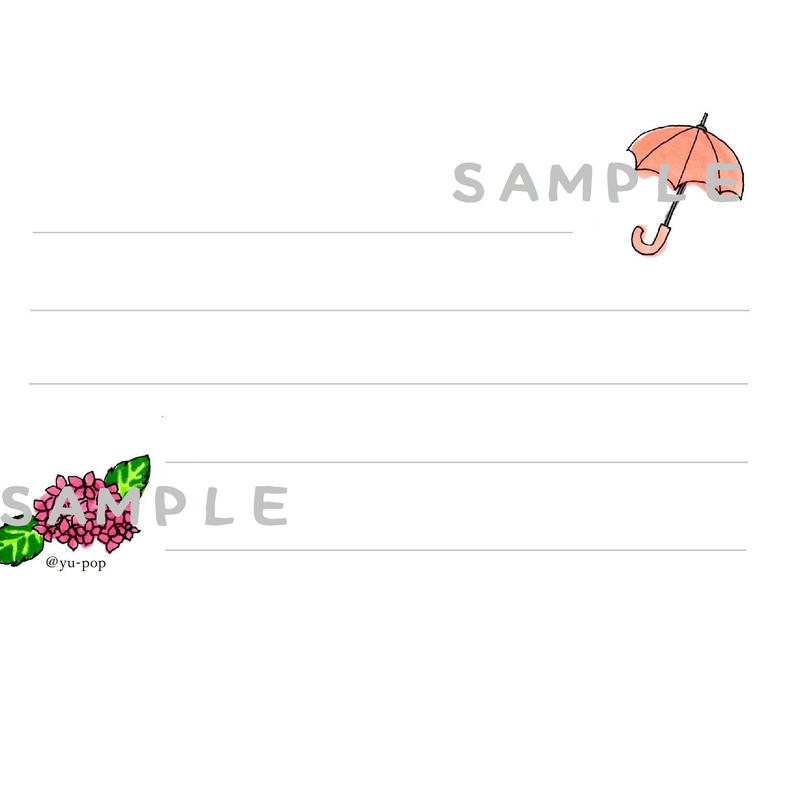 無料 梅雨 6月 のイラストフレーム 手書きのお礼メッセージ
