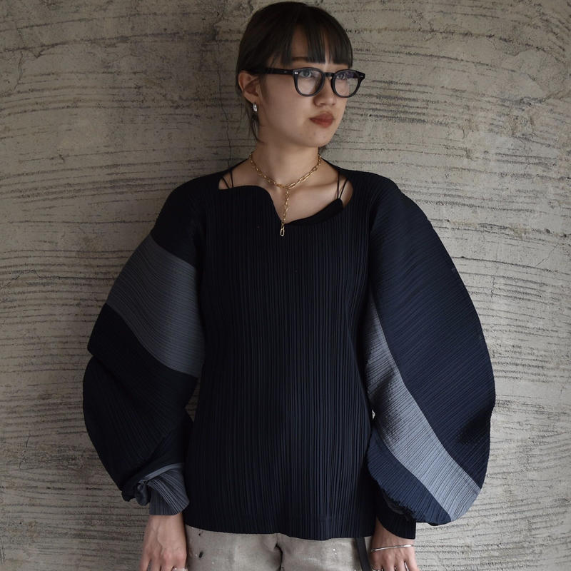 新作 イッセイミヤケ デザインのトップス - タンクトップ - www 日本製 トップス ノースリーブ ブルー イエロー MIYAKE イッセイミヤケISSEY Tシャツ/カットソー(半袖/袖なし)