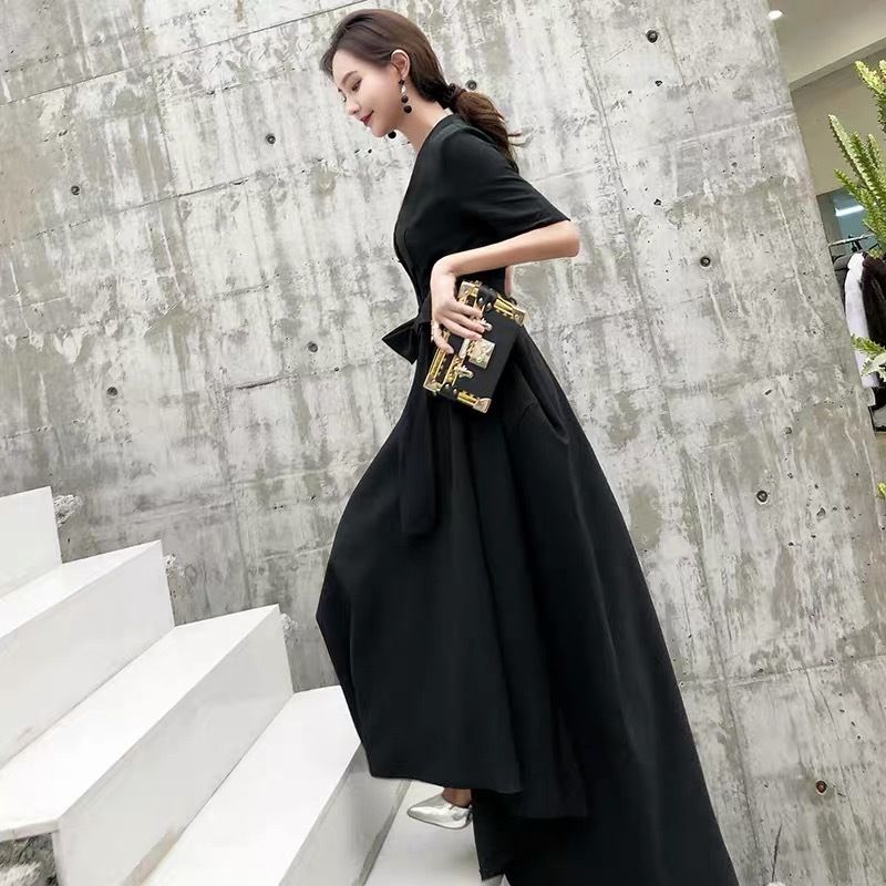 ロングドレス ウエストマーク 半袖ワンピース Vネック 結婚式 Yukinostores ロングドレス ウエストマーク 半袖ワンピース Vネック 結婚式 Yukinostores