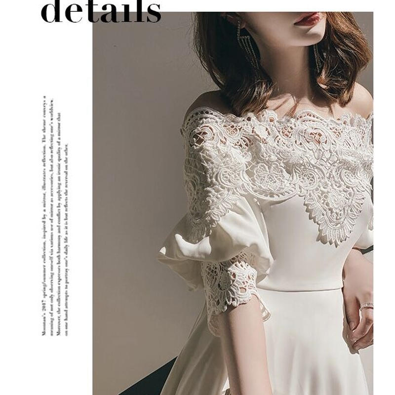 Aラインレースオフショルワンピースドレス Yukinostores 大人casual服