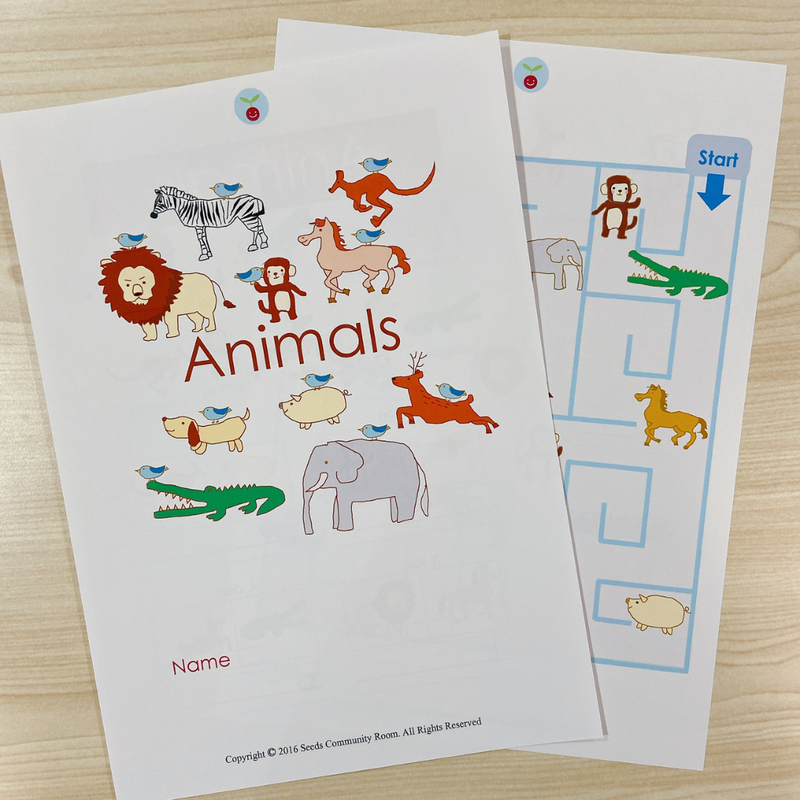 単語ワークシート 動物 未就学児 小学校低学年 シーズのおうち英語教材