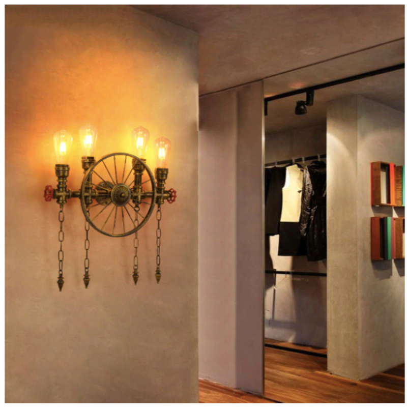 レトロ 壁ライト ホイール付き ウォールライト アメリカンスタイル 照明 ヴィンテージ ウォー
