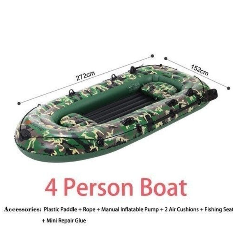4人乗り 迷彩柄ゴムボート Pvc インフレータブルボート カヤック釣り クッション フィッシ