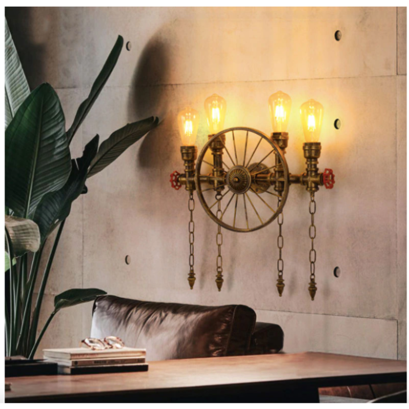 レトロ 壁ライト ホイール付き ウォールライト アメリカンスタイル 照明 ヴィンテージ ウォー