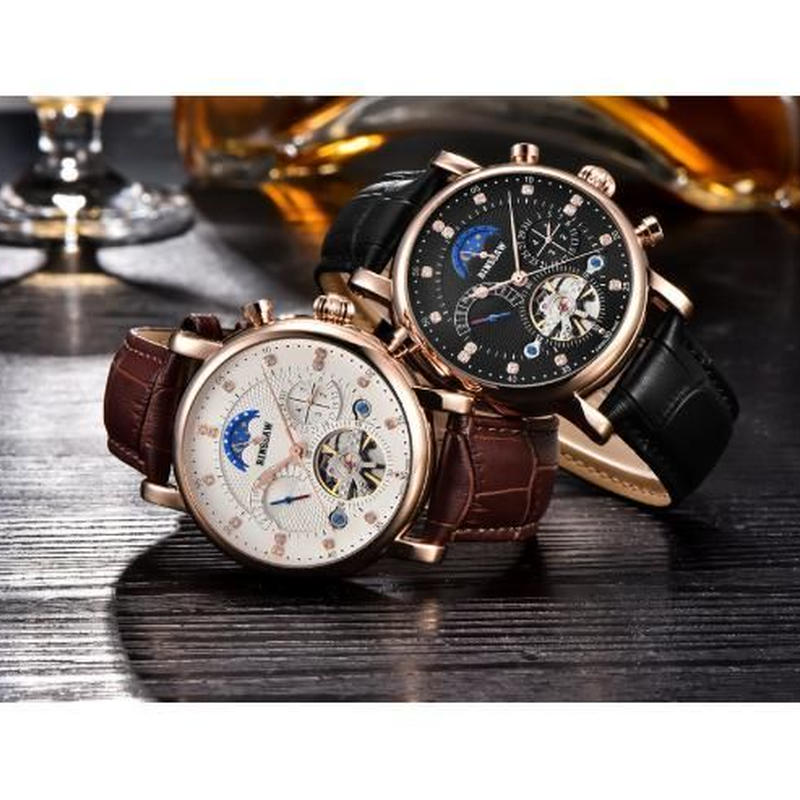 Binssaw トゥールビヨン 海外高級ハイファッションブランド 本革 多機能 腕時計 大人