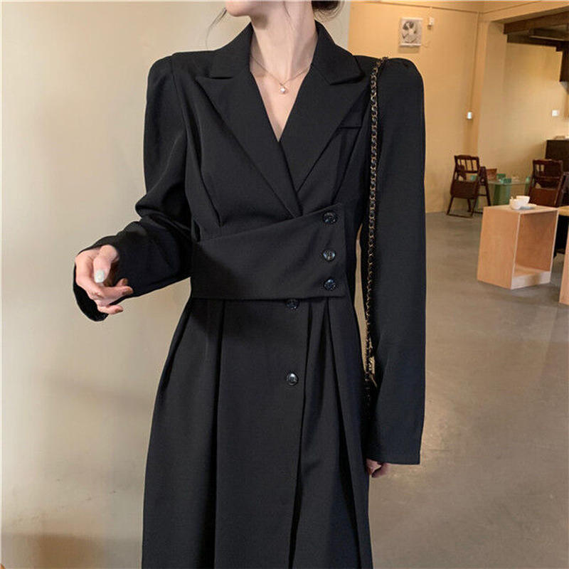 L即納 お取り寄せ 襟付きロングコート風ワンピース A Op02 Zzz Nate