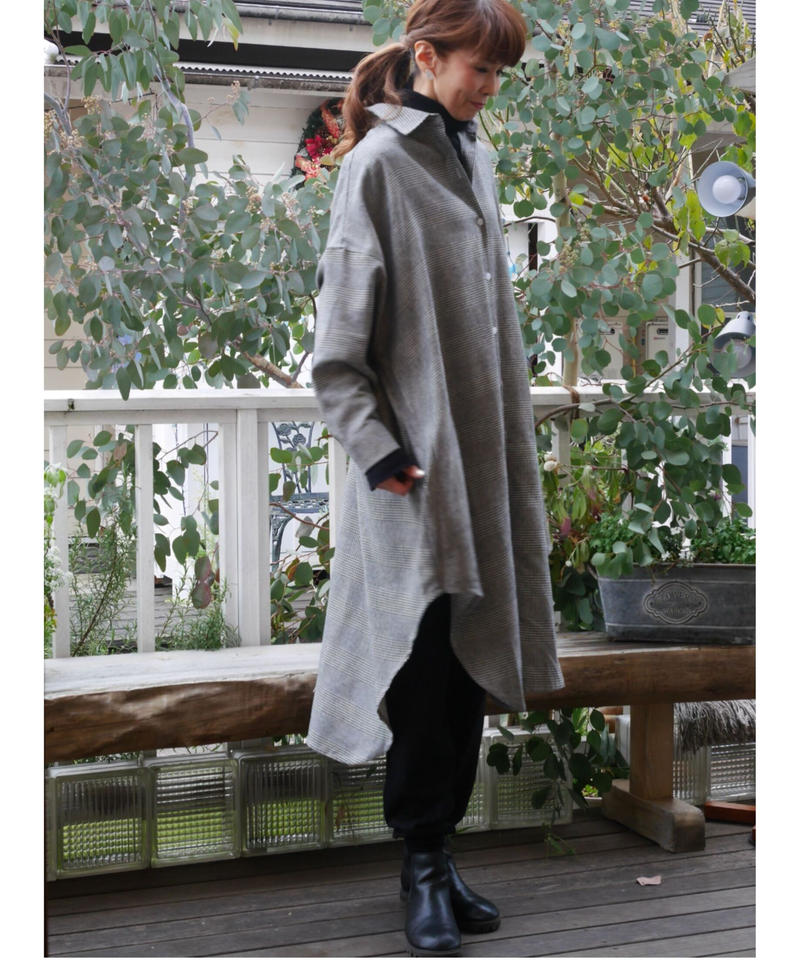 C L N グレンチェックシャツワンピース Amilily S Store