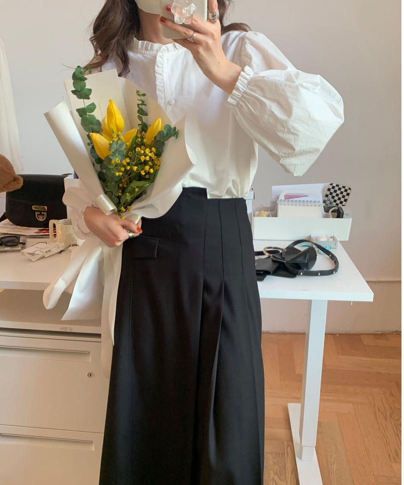 frill volume sleeve blouse/2color(ネコポス) |
