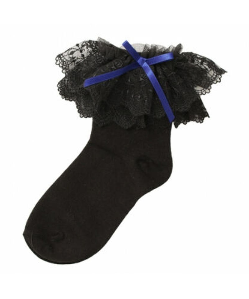 Moi Meme Moitie モワ メーム モワティエ クルー丈ソックス 黒靴下 黒レース