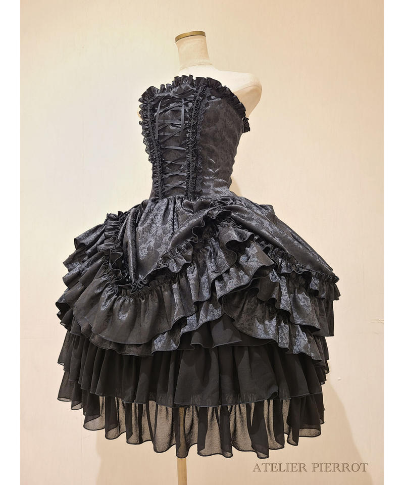 Atelier Pierrot アトリエピエロ コルセットワンピース 薔薇ジャガード ブラッ