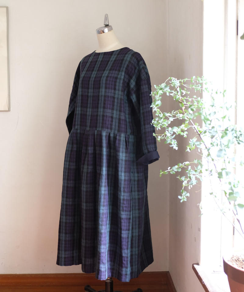 クロスワンピース 9号11号 リネン ブラックウォッチ 07 8