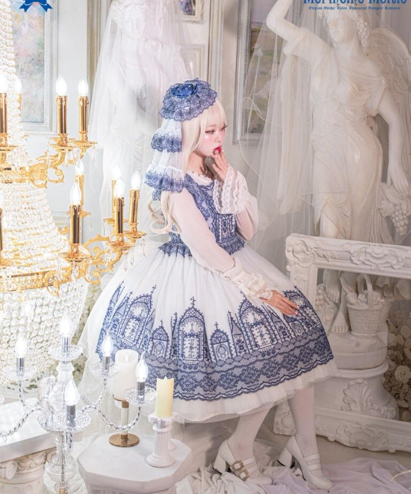 moi meme moitie baroque レースタブリエ 青