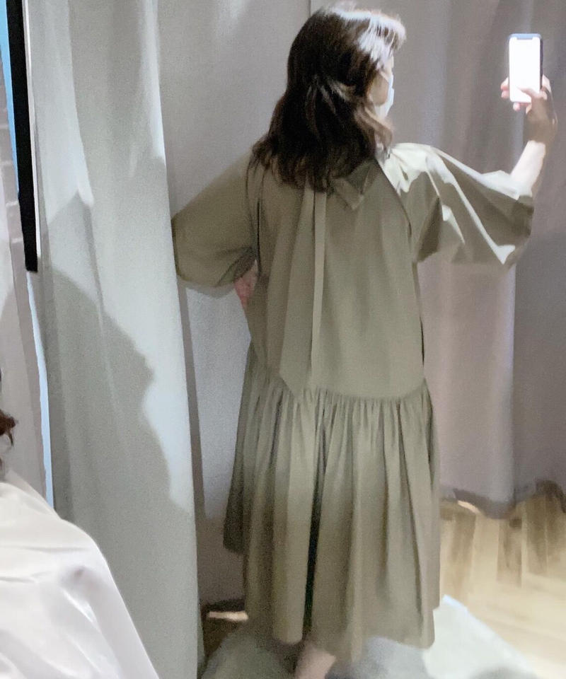 Anana アナナ 22秋ご予約 Bigリボンボリュームスリーブワンピース A35