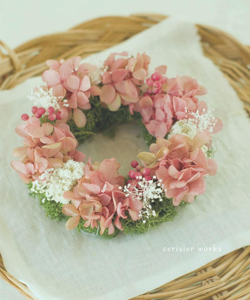 小さいあじさいのリース アンティークピンク Cerisier Works