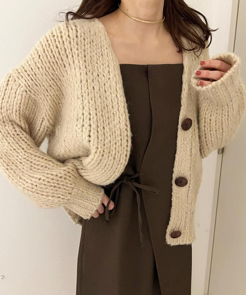 最安挑戦! LOW KNIT GAUGE CARDIGAN BEIGE GAUGE KNIT - CARDIGAN