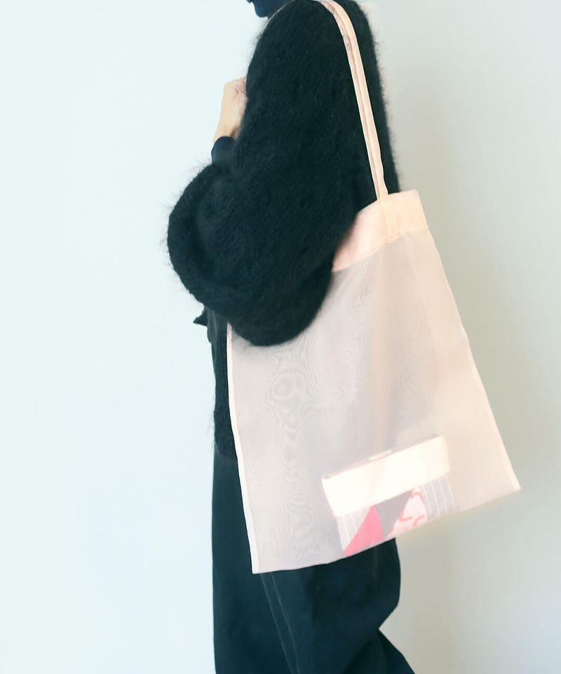 オーガンジーのトートバッグとポーチ ピンク Chocoshoe Online Store