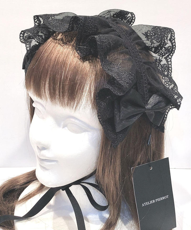 Atelier Pierrot レースリボンヘッドドレス ブラック Chou Chou