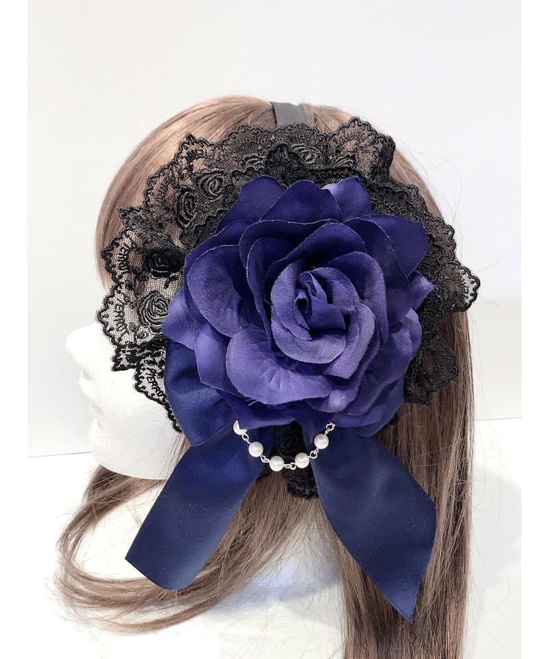 Atelier Pierrot 薔薇レースカチューシャ 黒 青薔薇 Chou Chou