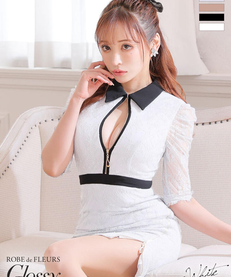 最適な価格 フロントジッパーｘウエストシースルータイトミニドレス