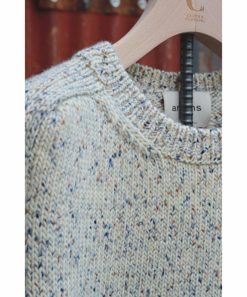 print dye yarn crewneck Pullover / ivory mix | ...