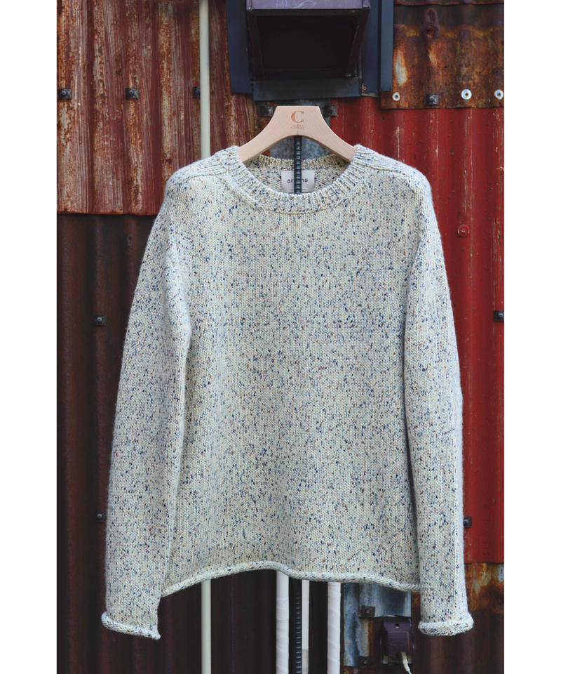 print dye yarn crewneck Pullover / ivory mix | ...