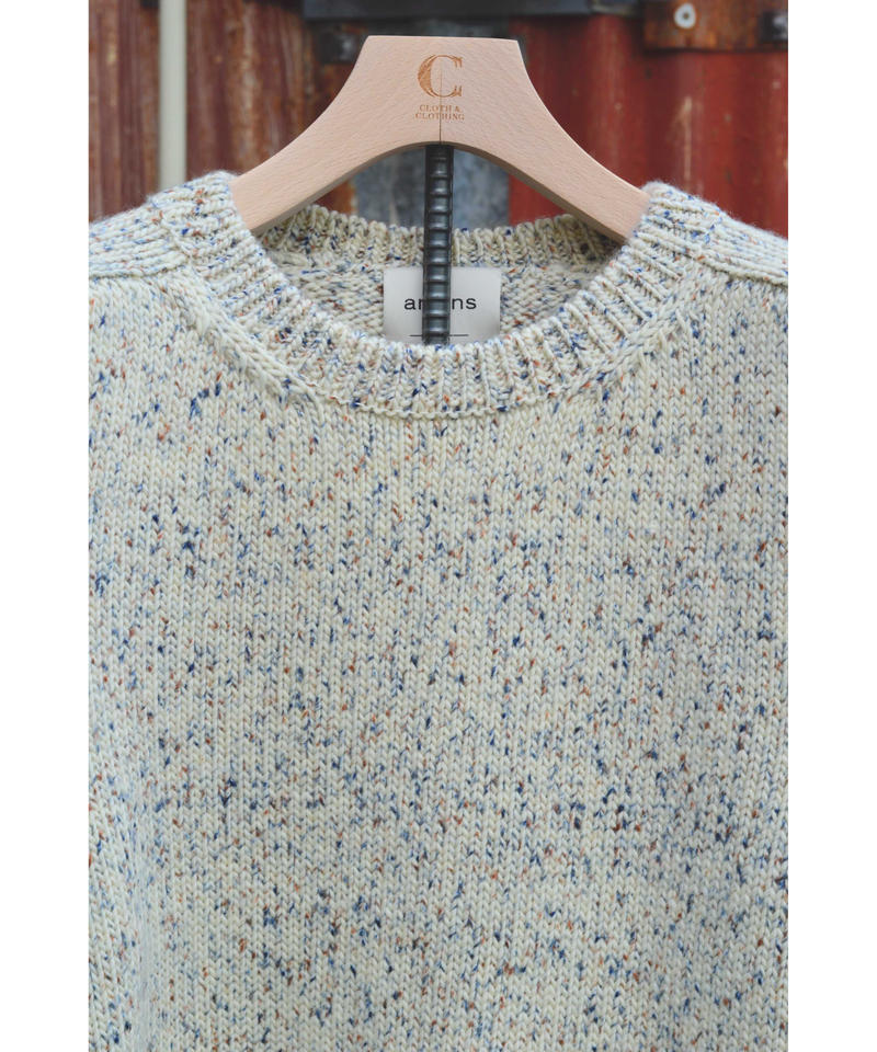 print dye yarn crewneck Pullover / ivory mix | ...