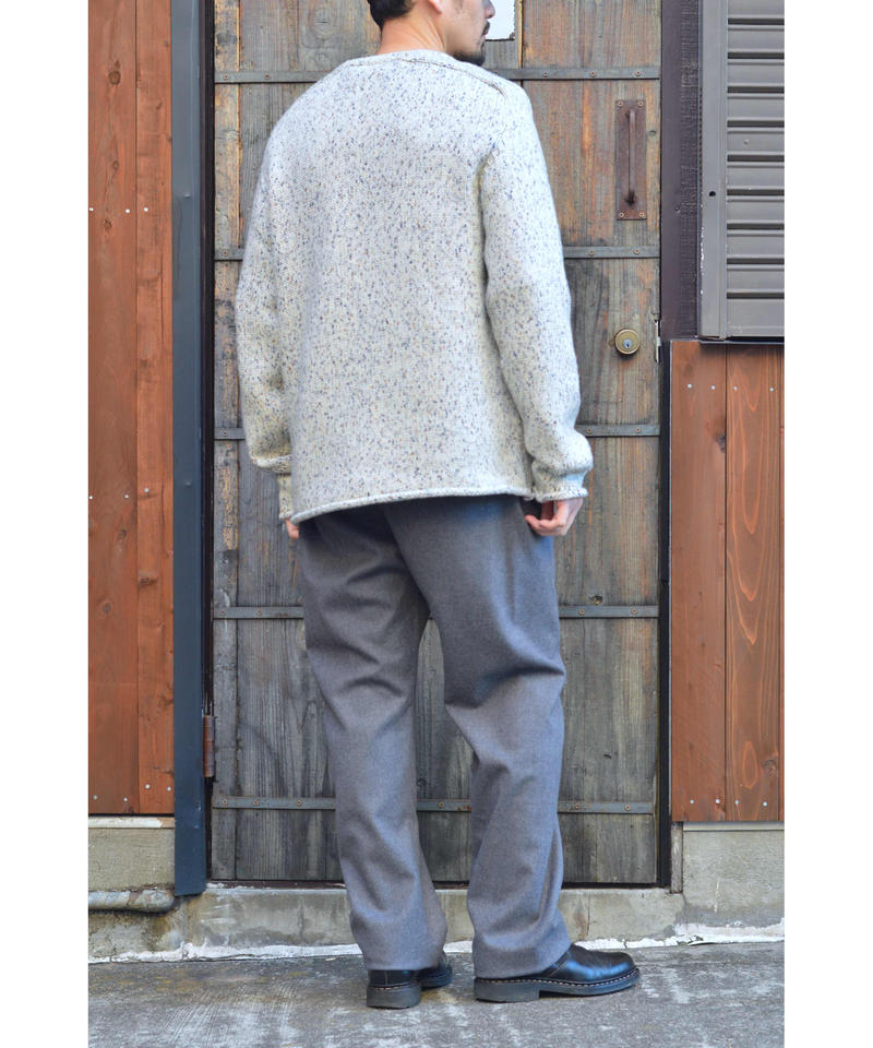 print dye yarn crewneck Pullover / ivory mix | ...