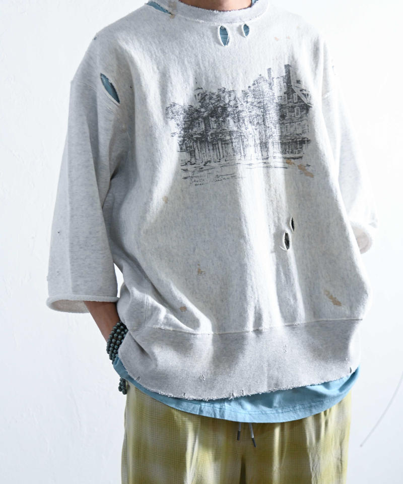 トップス ANCELLM CRASH CREWNECK 3/4 SLEEVE SWEAT ANCELLM CRASH CREWNECK 3/4 SLEEVE SWEAT
