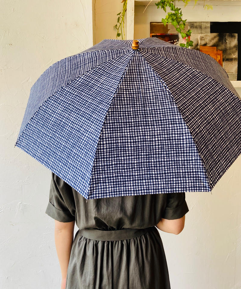 Women Bon Bon Store ボンボンストア ドローイングチェック 折り畳み傘