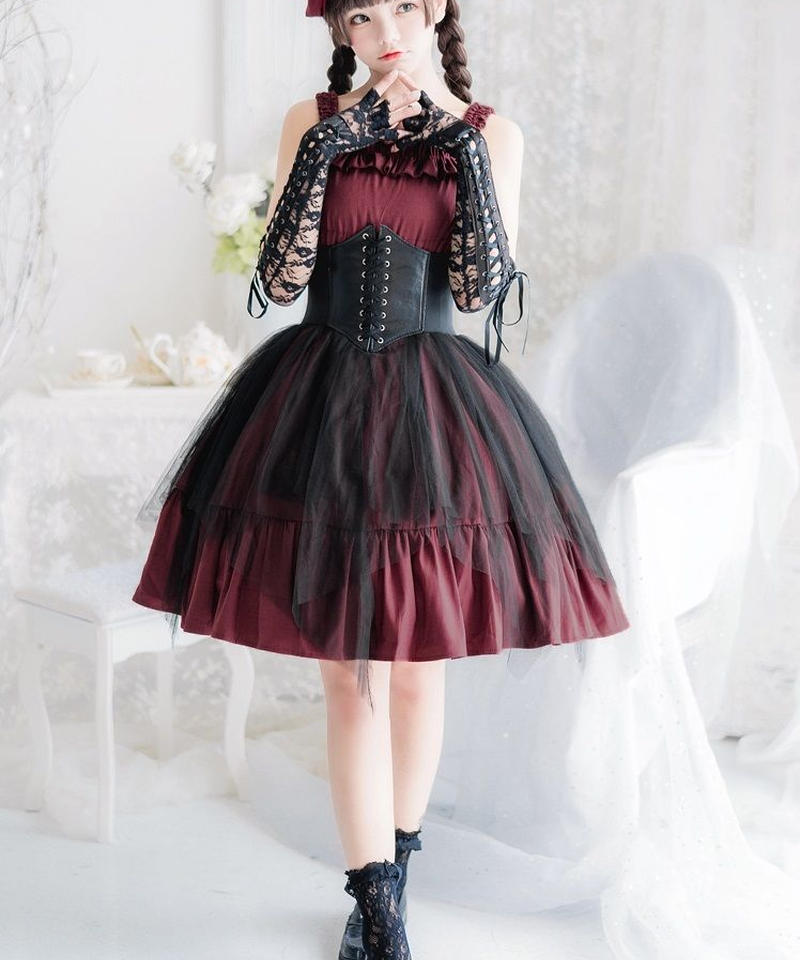 D Alice レッド ブラックコルセットワンピース D Alice ディーアリス 公