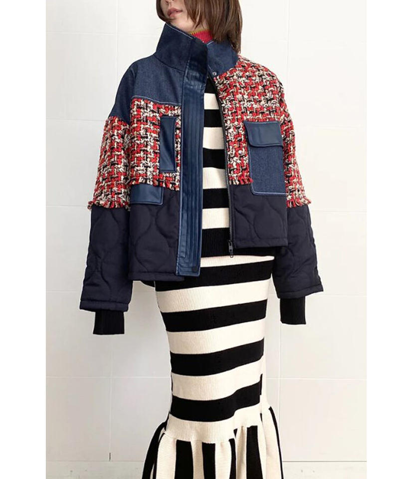 人気デザイナー AULA AILA ツイードジャケット ブラック サイズ2