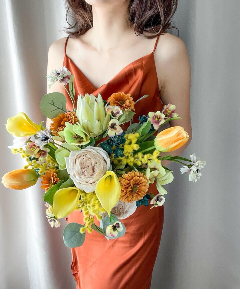 高い素材 フラワーブーケ♥優しい時間♥ＷxＨ３０cm前後