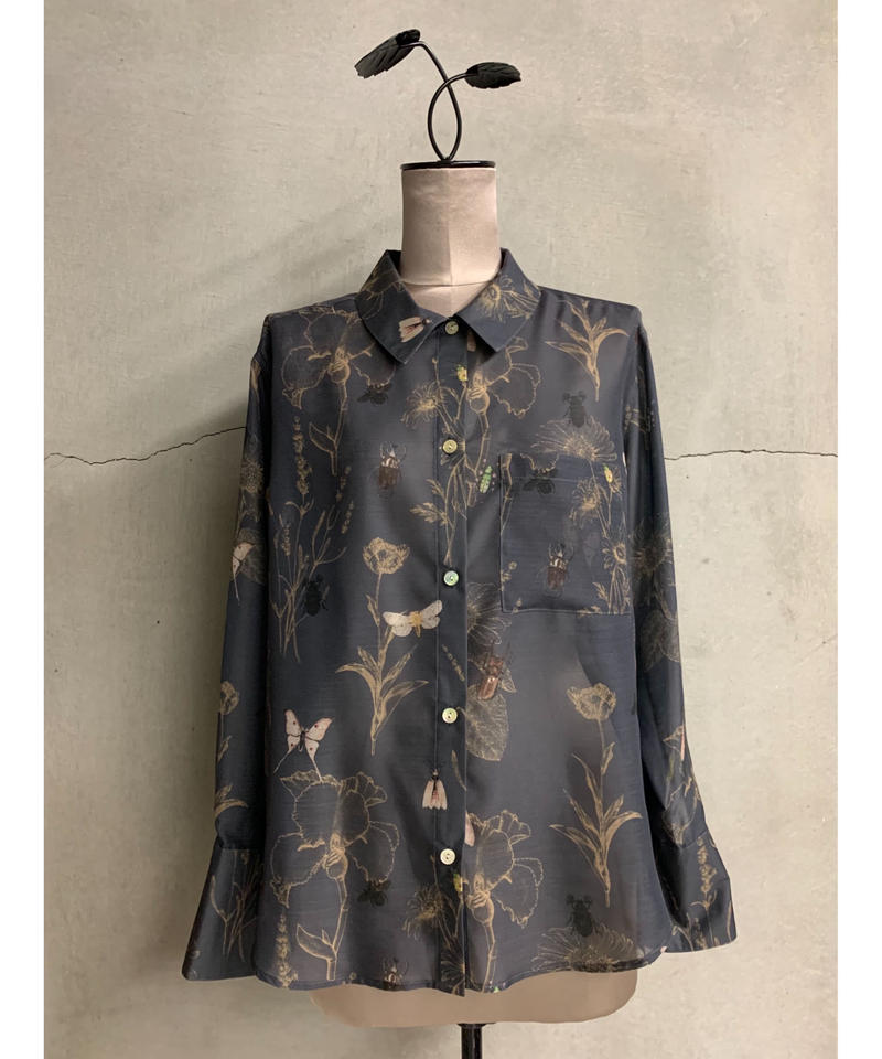 Bugsボタニカル柄ブラウス チャコールグレー Egami Official Web S