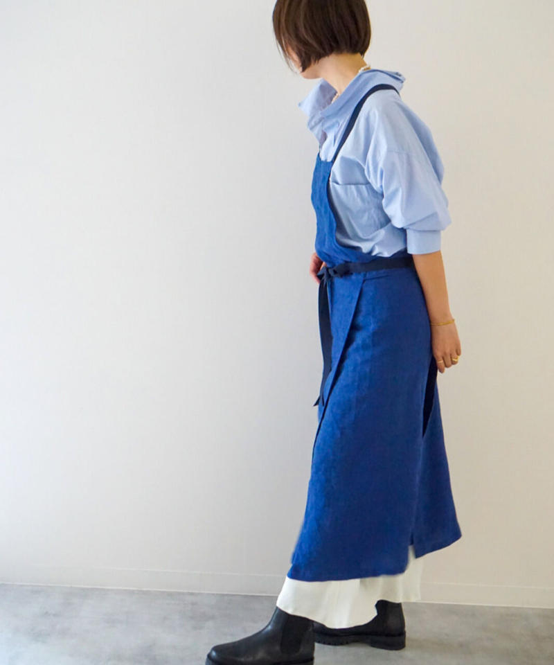 ネストローブ ワンピース リネン重ねギャザーワンピース ミント エプロン Takanokono Jp