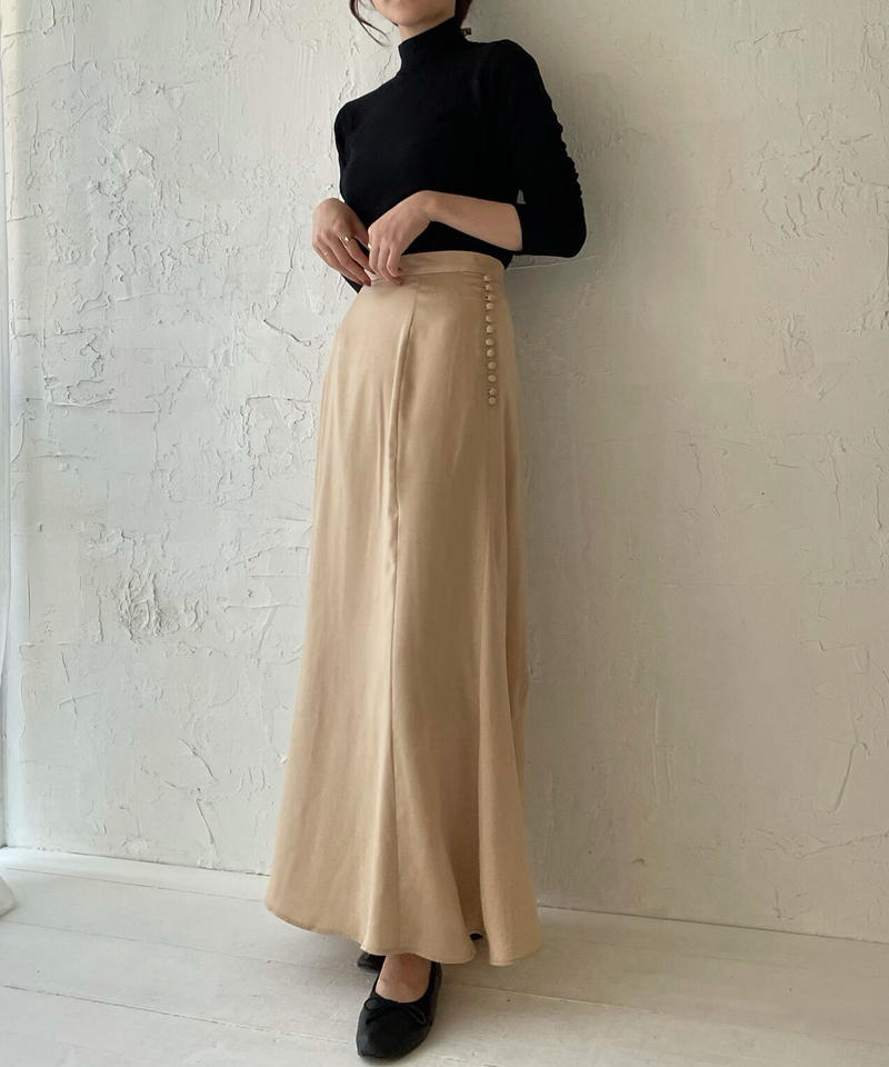 ブラウン系,M贅沢品 Ermé (Erme Satin flare long skirt)値下げ ロング