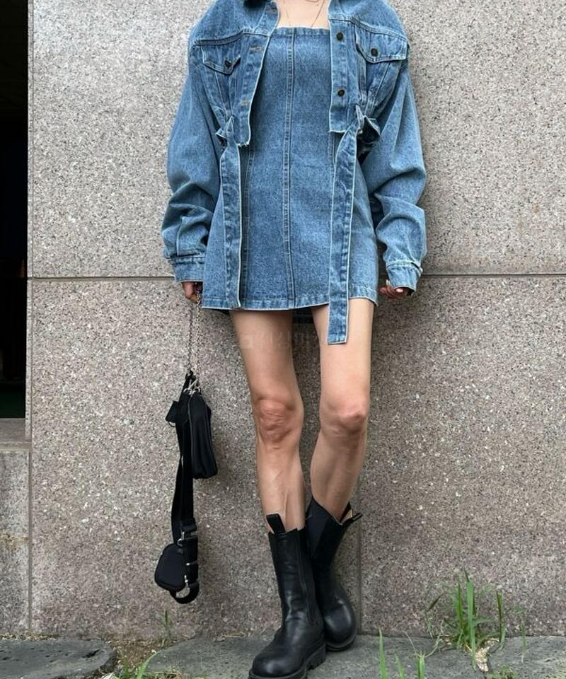 デニムジャケット ワンピース Set Eyarn