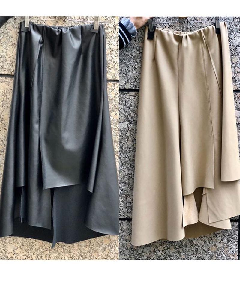 フェイクレザー アシンメトリー ロングスカート Farge