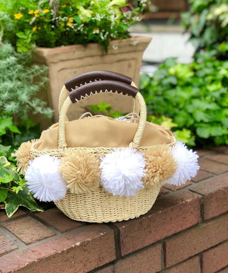 ポンポン付き カゴバッグ ミニハンドバッグ Farge