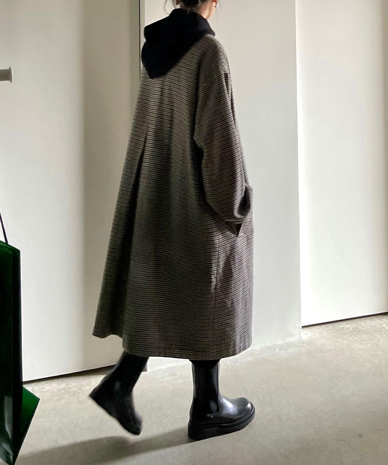 wool mix soutien collar plaid coat | F A S H I R U