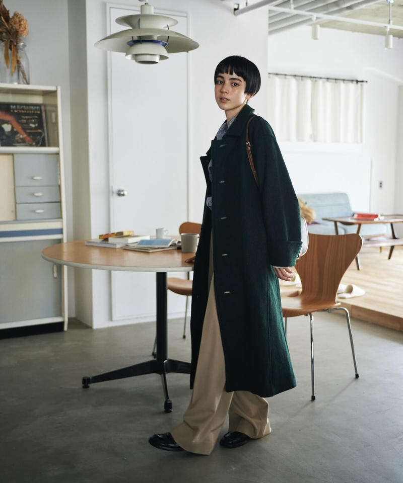 【美品】fashiru ウールダブルフェイスコート ブラック FASHIRU ウールコート 【公式通販】