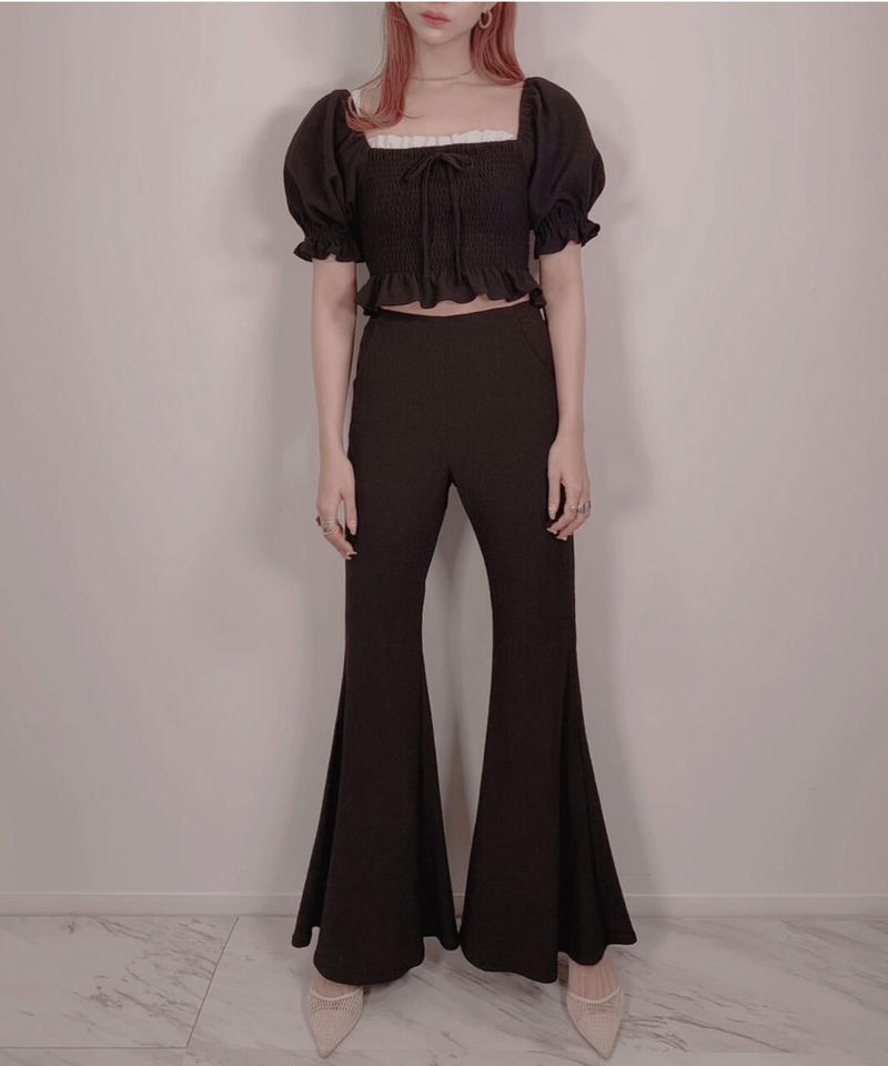 人気No.1 fiction tokyo サイドリボンシアーフレアパンツ chavinda.gob.mx