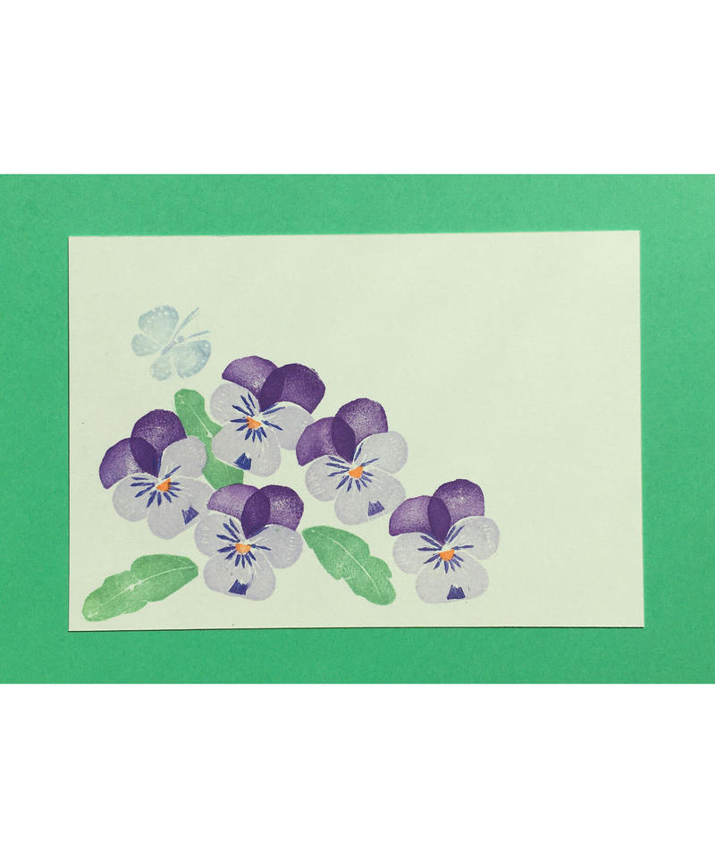 Post Card ビオラ 紫 Hand Print Card Viol